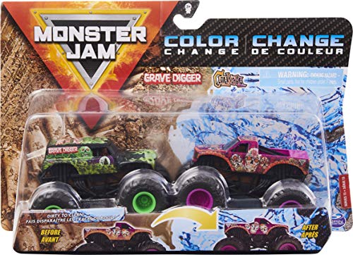 Monster Jam, Offizieller Grave Digger vs. Calavera Farbwechselnde Monster Trucks aus Druckguss, Maßstab 1:64 von Monster Jam