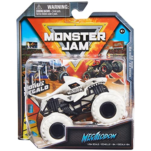 Monster Jam, Offizieller Megalodon Monster Truck, Die-Cast Vehicle, Max Contrast Series, Maßstab 1:64, Kinderspielzeug für Jungen ab 3 Jahren von Monster Jam