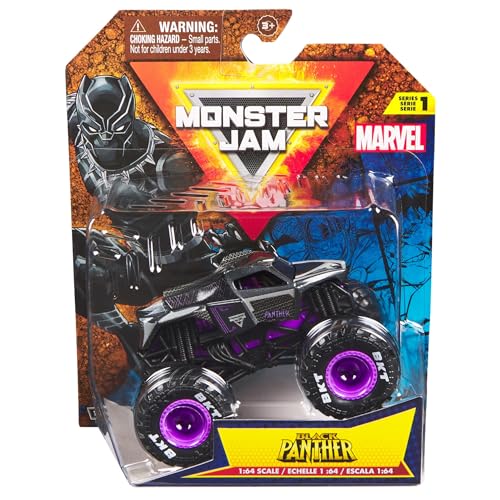 Monster Jam 2024 Marvel Diecast Series 1 Monster Truck mit Flagge, Maßstab 1:64, Black Panther von Monster Jam