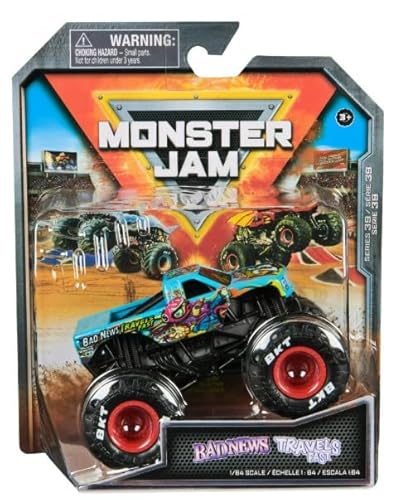 Monster Jam 2024 Offizieller 1:64 Diecast Truck Serie 39 Badnews Travels Fast Arena Favoriten von Monster Jam