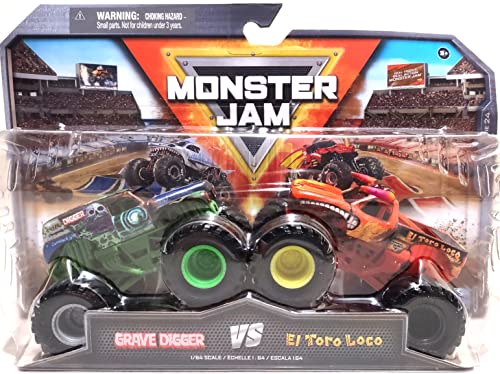 Monster Jam Die-Cast Monster Trucks, Maßstab 1:64, Kinderspielzeug ab 3 Jahren, 2er Pack Serie 24 (Grave Digger vs El Toro Loco) von Monster Jam