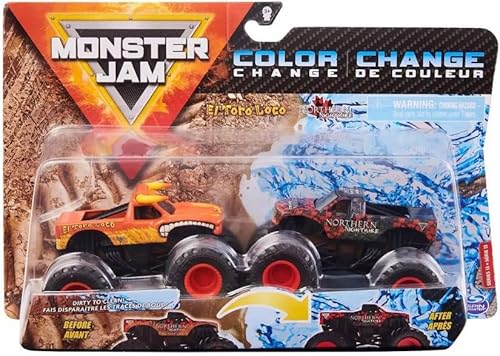 Monster Jam Farbwechsel El Toro Loco vs Northern Nightmare (Maßstab 1:64, Doppelpack) von Monster Jam