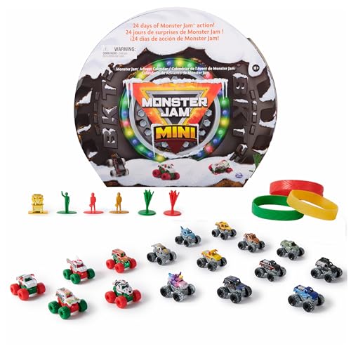 Monster Jam Mini Adventskalender Weihnachten 24 Tage Mini Monster Trucks und Zubehör 1:87 Maßstab Kinder Spielzeug für Jungen und Mädchen ab 3 Jahren von Monster Jam