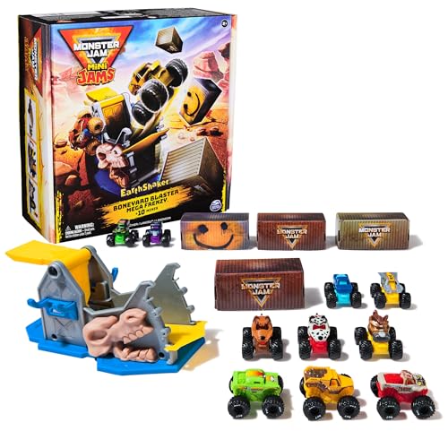 Monster Jam Mini Jams, Earthshaker Boneyard Blaster Mega Frenzy Spielset mit 10 Minis Monster Truck, Kinderspielzeug ab 3 Jahren Monster Jam Mini Jams, Earthshaker Boneyard Blaster Mega Frenzy Spielset mit 10 Minis Monster Truck, Kinderspielzeug ab 3 Jahren von Monster Jam