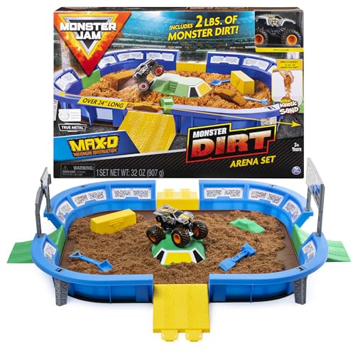 Monster Jam Monster Dirt Arena, riesiges Spielset mit Monster Dirt - Sand und exklusivem Truck (Maßstab 1:64) von Monster Jam