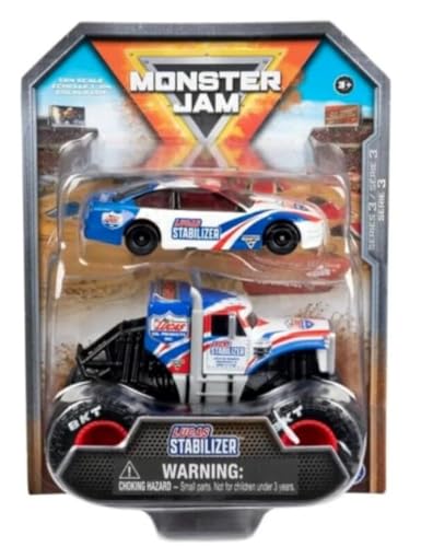 Monster Jam Offizieller 1:64 Maßstab Diecast 2-Pack Monster Truck and Race Car: Son-uva Digger (Lucas Stabilizer) von Monster Jam