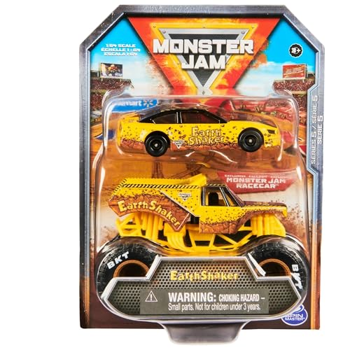 Monster Jam Offizieller Diecast 2-Pack Series 5 Monster Truck und Race Car: Earth Shaker im Maßstab 1:64 von Monster Jam