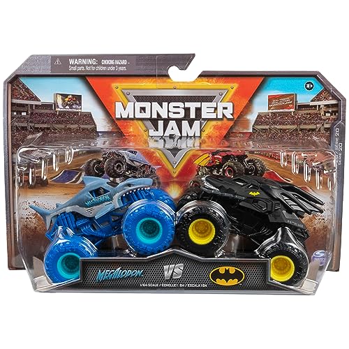 Monster Jam - Original Zweier-Pack mit dem Batmobil vs. Megalodon - authentischen Monster Trucks im Maßstab 1:64 von Monster Jam