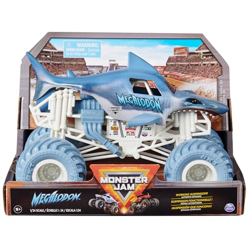 Monster Jam, Offizieller Megalodon Monster Truck, Sammler-Die-Cast Fahrzeug, Maßstab 1:24, Kinderspielzeug für Jungen und Mädchen ab 3 Jahren von Monster Jam