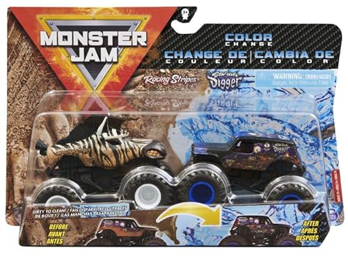 Monster Jam s Color Change Racing Stripes vs SonUva Bagger, Maßstab 1:64, Doppelpack von Monster Jam