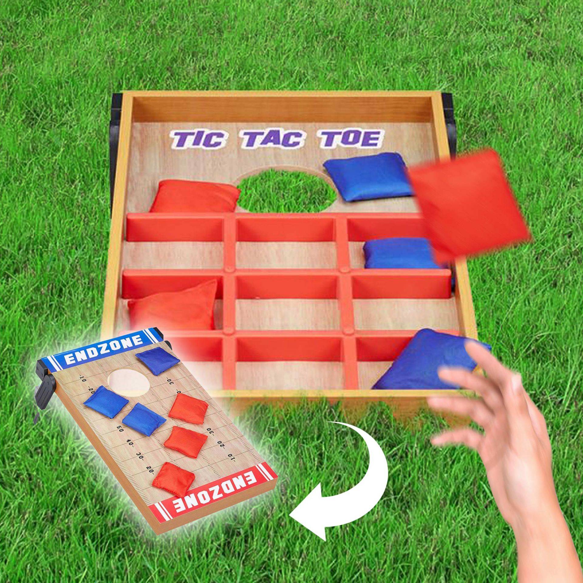 2in1 Cornhole Wurfspiel mit Tic-Tac-Toe von Monsterzeug