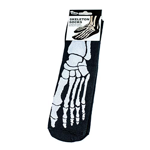 Monsterzeug Halloweenkostüm Skelett Socken, Schwarze Socken mit weißen Knochen, Strümpfe Skelettkostüm, Einheitgröße 37-45 von Monsterzeug