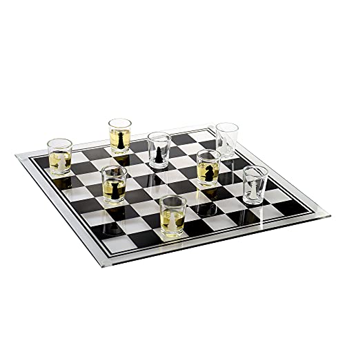 Monsterzeug Trinkspiel Schach mit 32 Schnapsgläsern, Partyspiel aus Glas mit Shotgläsern, Saufspiel für Erwachsene von Monsterzeug