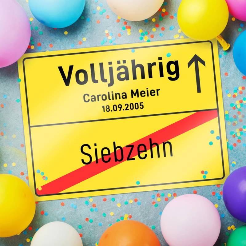 Personalisiertes Ortsschild - 18. Geburtstag von Monsterzeug