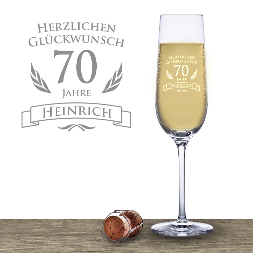 Sektglas zum 70. Geburtstag von Monsterzeug