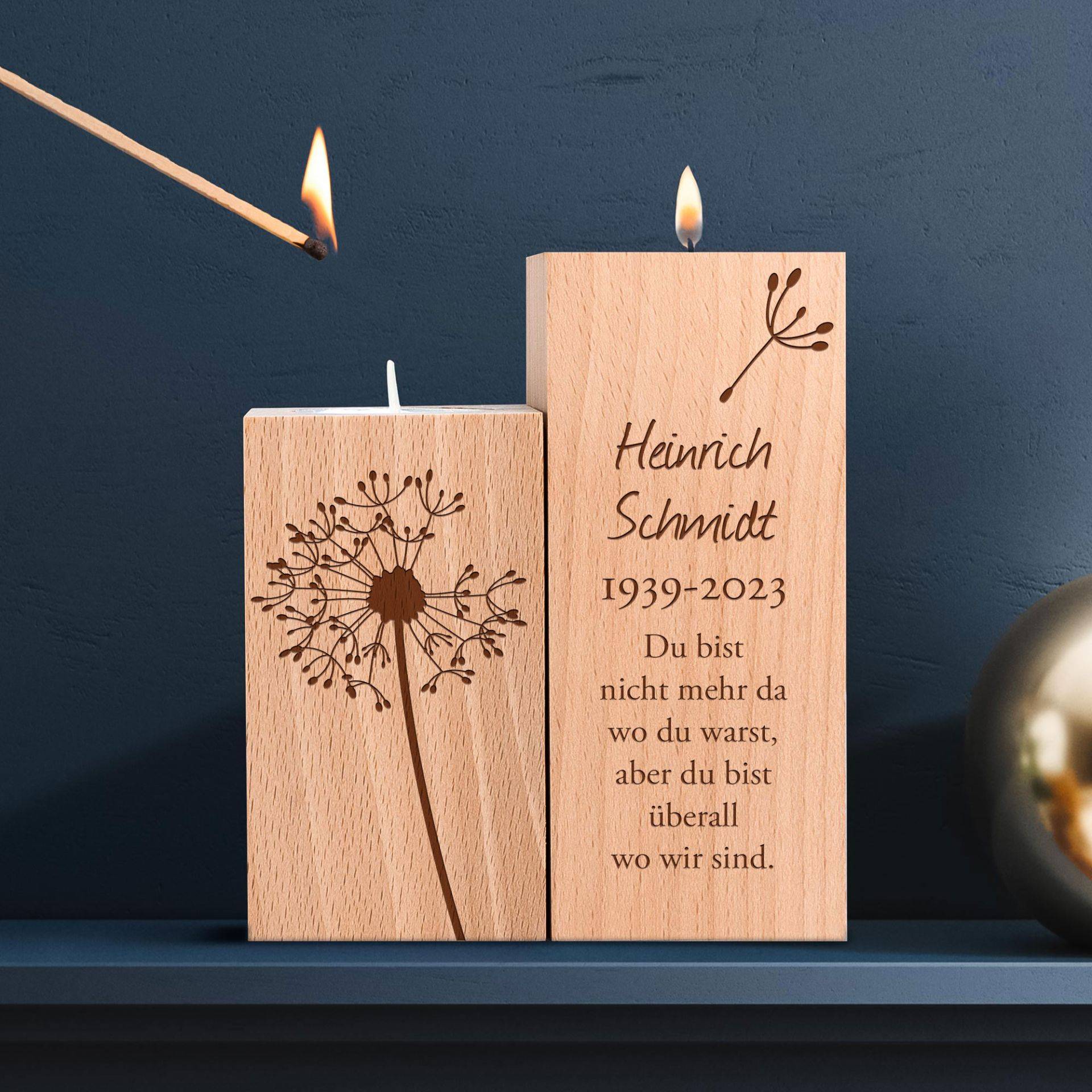 Teelichthalter Set mit Gravur - Trauerblume Teelichthalter Set mit Gravur - Trauerblume von Monsterzeug