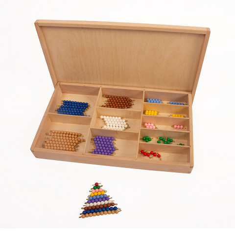 Perlenmaterial mit den farbigen Montessori-Perlenstäbchen für die Zahlen 1 - 10 von Montessori-Shop