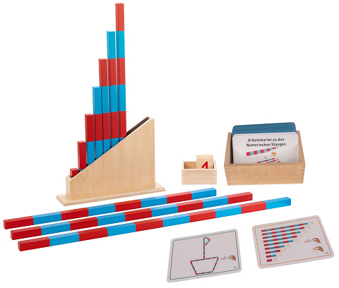 Sparset Montessori Numerische Stangen, komplett inkl. großer Aufgabenkartei und Aufbewahrung Sparset Montessori Numerische Stangen, komplett inkl. großer Aufgabenkartei und Aufbewahrung von Montessori-Shop