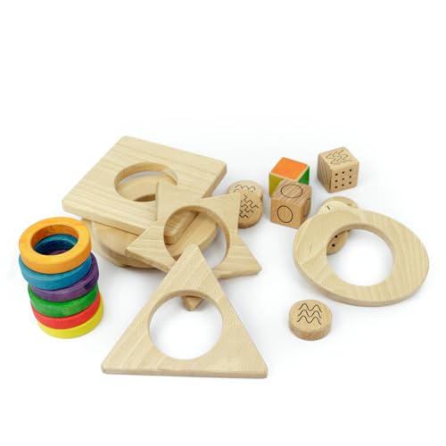 MontessoriPlus® - Montessori Lernspiel zu Geometrischen Formen, Mustern und Farben ab dem Kindergarten, Zauberhafte Handarbeit von MontessoriPlus