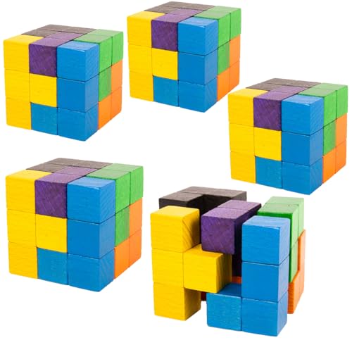 MontessoriPlus - Somawürfel 5er Gruppensatz für die Grundschule, SoMon-Cube 3D, zur Förderung der Raum-Lage-Wahrnehmung von MontessoriPlus