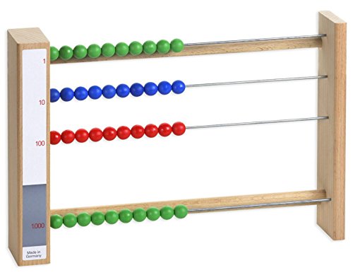 Montessori Rechenrahmen bis 9999 Montessori Abakus 4-stellig, Rechenschieber in Montessori-Farben von MontessoriPlus