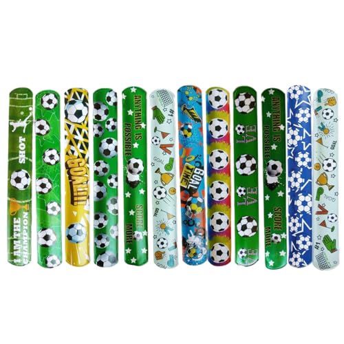 Montesy 12 Stück Fußball-Schnapparmband, Fußballhandschuh-Muster, Sportpartys, Gastgeschenk für Kinder und Erwachsene, Spielarmbänder, Partys von Montesy