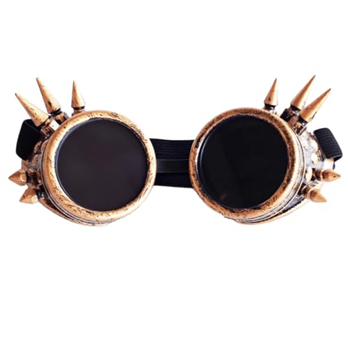 Montesy Steampunks-Brille mit Nieten, Retro-Steampunk-Brille, Halloween, Cosplay, für Festivals, Mottoparty von Montesy