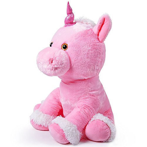 Monzana® Kuscheltier XL Plüschtier Einhorn für Babys Kinder Allergiker geeignet 72 cm groß Plüsch Stofftier Pink von Monzana