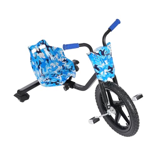 Kinder-Tret-Dreirad Kinderfahrrad aus Eisen mit Vergrößerte Vorderräder, 4 Verstellbare Längen Tretauto Tretroller mit Anti-Rutsch-Pedale, 90x68x60 cm Kinderfahrzeug 80kg Tragfähigkeit von MooBeey