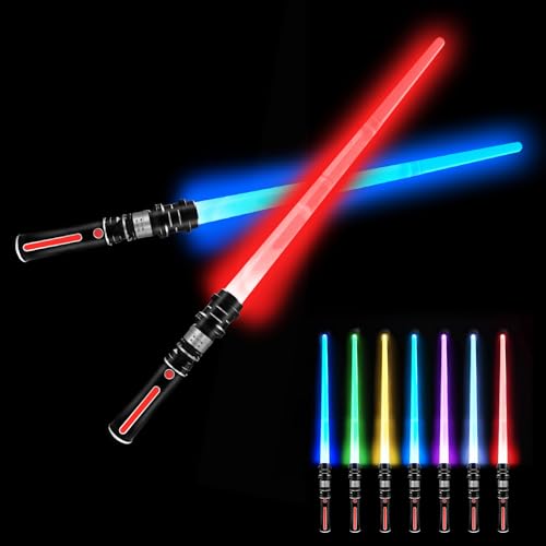 2 Stück Laserschwert Kinder, 2 In 1 Lichtschwert Kinder, 7 Farben Einziehbares Lightsaber Licht und Soundeffekte, Halloween Lichtschwert Kinder, Blinkmodus, Ton- und Lichtmodus, Kampfsound-Effekte 2 Stück Laserschwert Kinder, 2 In 1 Lichtschwert Kinder, 7 Farben Einziehbares Lightsaber Licht und Soundeffekte, Halloween Lichtschwert Kinder, Blinkmodus, Ton- und Lichtmodus, Kampfsound-Effekte von Moocuca