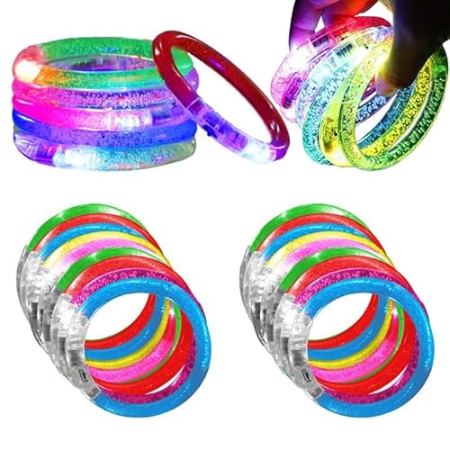 Moocuca 18 Stück LED leuchtarmbänder, Knicklichter Party Zubehör Kinder Armband Armbänder Leuchtende, Kinder Geburtstag Geschenk leuchtwedel Spielzeug, Pinata Füllung von Moocuca