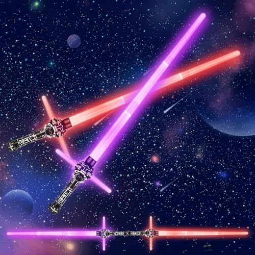 Moocuca 2 Stück Lichtschwert Kinder, RGB 7 Farben Led Lightsaber mit Licht und Sound, 2-in-1 Laserschwert Sta Wars Lightsaber für Kinder Cosplay Spielzeug Einziehbares Laserschwert Kinder Partyzubehör Moocuca 2 Stück Lichtschwert Kinder, RGB 7 Farben Led Lightsaber mit Licht und Sound, 2-in-1 Laserschwert Sta Wars Lightsaber für Kinder Cosplay Spielzeug Einziehbares Laserschwert Kinder Partyzubehör von Moocuca