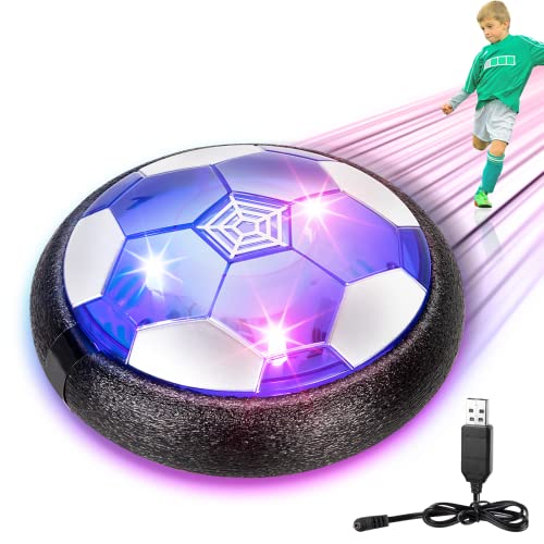 Moocuca Air Power Fußball, Hover Fussball mit Led Licht für Indoor Outdoor, Wiederaufladbar Schwebender Fussball Spielzeug für Kinder Jungen Mädchen, Kinderspielzeug Schwebe Ball Ballspiele von Moocuca