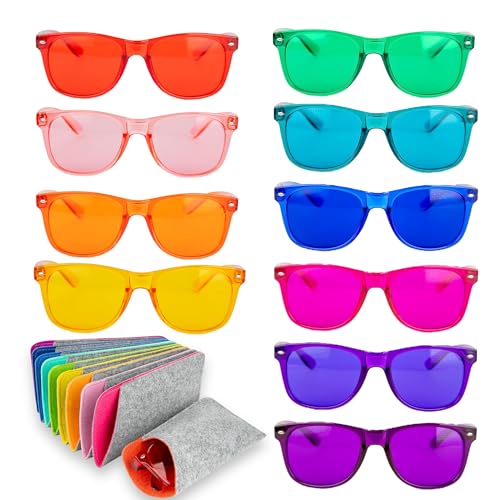 Farbtherapie-Brille – stilvolle farbige Farbtherapie-Brille für Farbtherapie, Chakra-Lichttherapie, zur Unterstützung von Stimmung, Entspannung, Fokus und mehr – bunte Sonnenbrillen-Set mit passenden von MoodVues