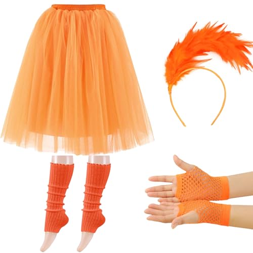 Moollyfox Aperol Kostüm Damen - Aperol Spritz Tüllrock Orange Set mit Haarreif Orange Aperol, Aperol Socken und Stulpen Orange - Für Fasching Karneval Party von Moollyfox