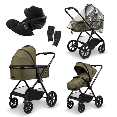 MOON Kombikinderwagen Clicc Kollektion 2024 moss green melange inkl. cybex GOLD Babyschale Cloud G i-Size Moon Black von Moon