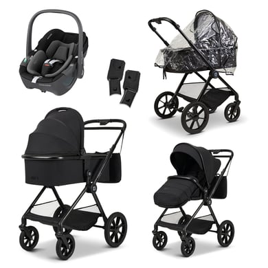 MOON Kombikinderwagen Resea Edition+ black/black matt inkl. MAXI COSI Babyschale Pebble 360 Essential Black von Moon