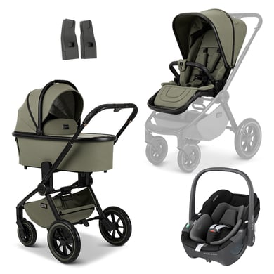 MOON Kombikinderwagen Resea Edition+ moss green/black matt inkl. MAXI COSI Babyschale Pebble 360 Essential Black und Adapter von Moon