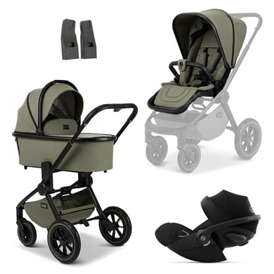 MOON Kombikinderwagen Resea Edition+ moss green/black matt inkl. cybex GOLD Babyschale Cloud G i-Size Moon Black und Adapter von Moon