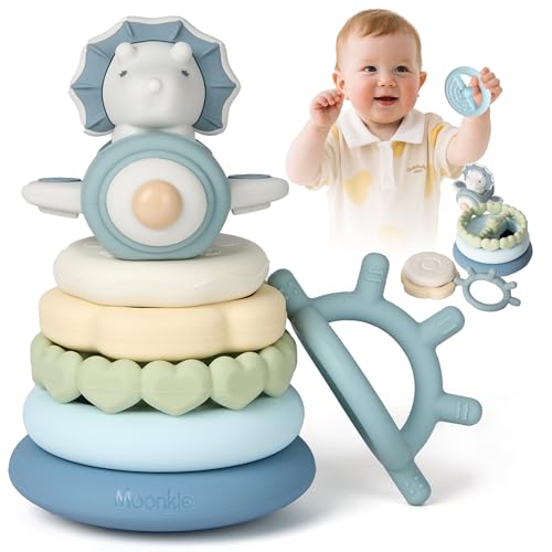 Moonkie Dinosaurier Stapelturm Baby, Silikon Spielzeug mit Ringen, Stapelspiel für Kleinkind Jungen ab 6 Monate 1 2 3 Jahr, Beißring Baby, Sensorik Montessori Spielzeug, 7 Teiliges Set, Babygeschenke Moonkie Dinosaurier Stapelturm Baby, Silikon Spielzeug mit Ringen, Stapelspiel für Kleinkind Jungen ab 6 Monate 1 2 3 Jahr, Beißring Baby, Sensorik Montessori Spielzeug, 7 Teiliges Set, Babygeschenke von Moonkie