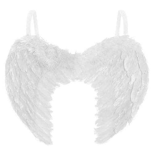 Engelsflügel Weiß für Engel Kostüm Damen – Black Angel Federflügel für Faschingskostüme Damen – Teufel Kostüm – Engel Flügel Erwachsene – Halloween Party, Fasching, Karneval, Cosplay von Moonlight Fright