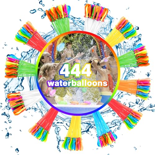 waterballoons 444 Stück Wasserbomben，Wasserbomben Selbstschließend 60 Sekunden Schnellfüller Wasserbomben Set，Bunt Gemischt Wasser Luft ballons für Ideal für Wasserspiele für Kinder, Strandpartys usw von Moorstdel