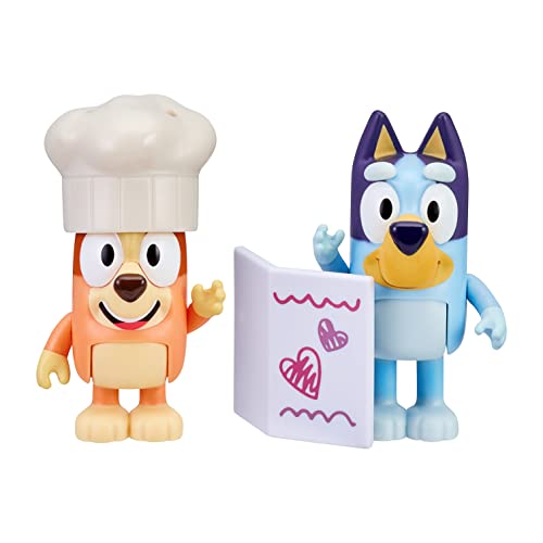 Bluey and Bingo Fancy Restaurant 2 Figure Playset Pack Articulated 2.5 Inch Action Figures Includes Toy Menu and Chef Hat Official Collectable Toy von BlueY