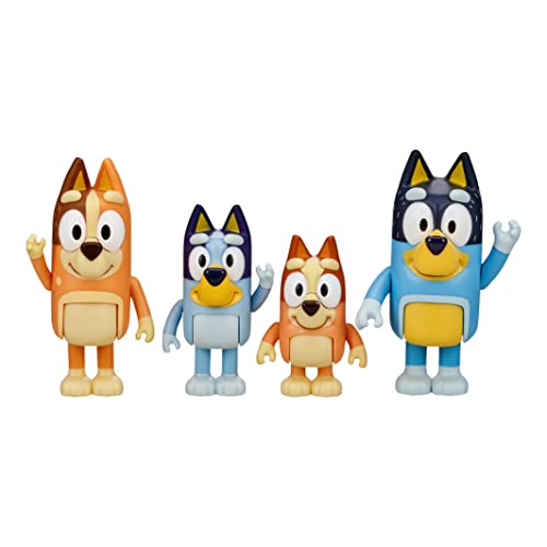 Bluey & Familie: Bingo, Bandit und Chilli 4 Figuren, bewegliche Figuren, 6,3 cm, offizielles Sammelspielzeug, Mehrfarbig von BlueY