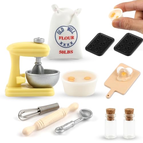 Wichtel Zubehör,12 Stück Miniatur Zubehör Backen Set Wichtel Zubehör, Weihnachten Deko Puppenhaus Zubehör Wichtel Küche Backen Set, DIY Wichtel Backset Kinder Weihnachtsdeko Geschenk von Moosono