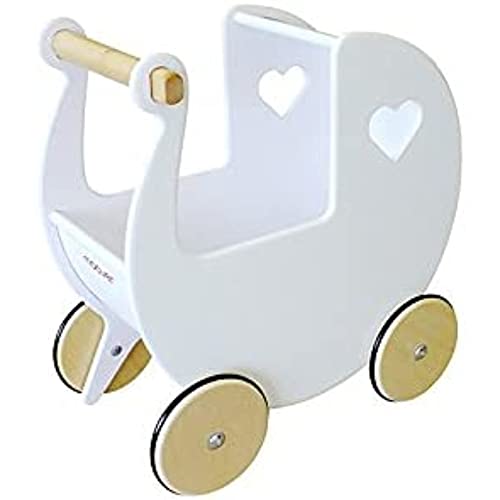 Moover Toys - Dänischer Designer Holz Puppenwagen weiß/Dolls pram White von Moover