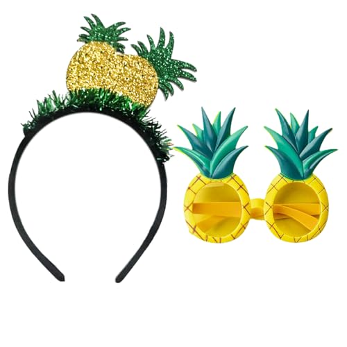 MorLuks Ananas Kostüm Damen, Ananas Haarreif Ananas Brille Hawaii Haarschmuck, Ananas Stirnband Haarband Kopfschmuck Accessoire für Damen Maskerade Karneval Kostüm, Cosplay von MorLuks