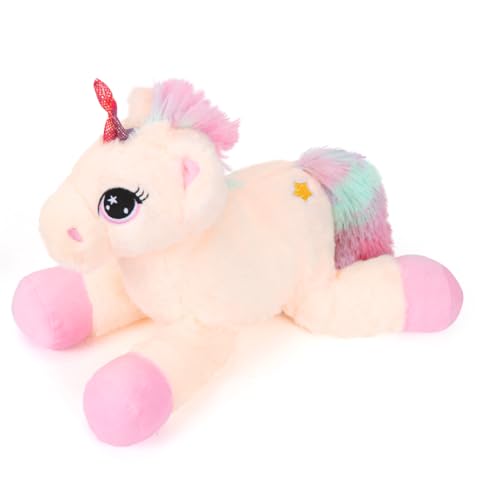 MorLuks Kuscheltier Einhorn Plüschtier Kinder, 40CM Plüsch Einhorn Kissen Einhorn, Kuscheltiere Einhorn Stofftier, Kuschelkissen Einhorn Kuscheltier für Mädchen Kinder Geschenk von MorLuks