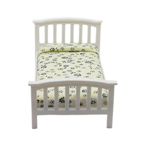 1/12 Miniatur-Einzelbett mit Cottagecore-Bettwäsche, Holzrahmen, Puppenhaus-Möbel für Schlafzimmer, Szene, Dekoration, Puppenhaus-Möbel 1/12 Miniatur-Einzelbett mit Cottagecore-Bettwäsche, Holzrahmen, Puppenhaus-Möbel für Schlafzimmer, Szene, Dekoration, Puppenhaus-Möbel von Morain