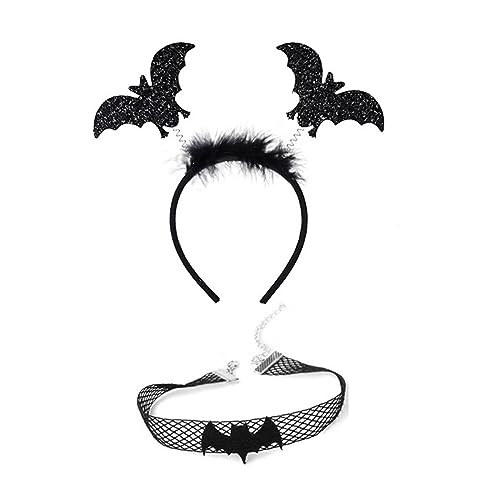 Haarreifen, Cosplay-Party, Spinnennetz-Form, Haarreifen und Spitzen-Choker, Punk, lustiges Kostüm, Neuheit für Halloween-Party, 2 Stück von Morain